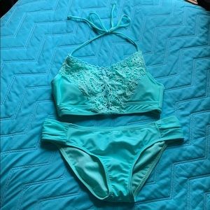 Teal bathing suit Top and Bottom